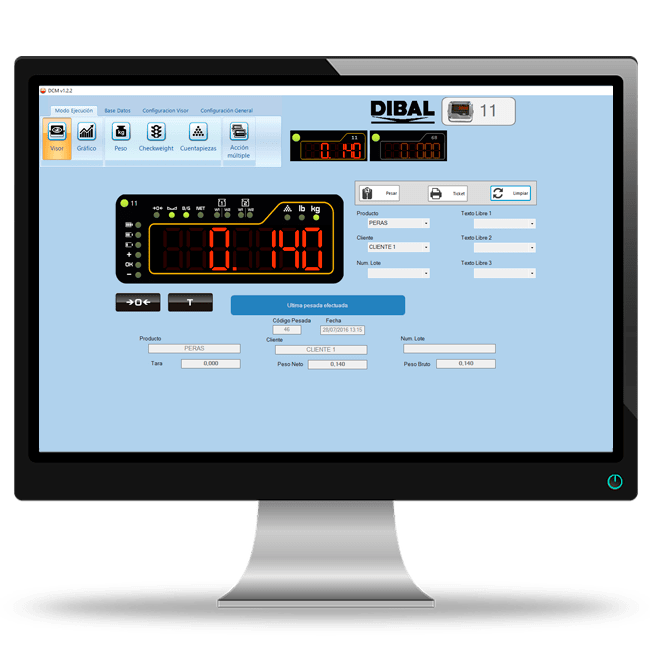 программное обеспечение Dibal DCM весовых индикаторов DMI